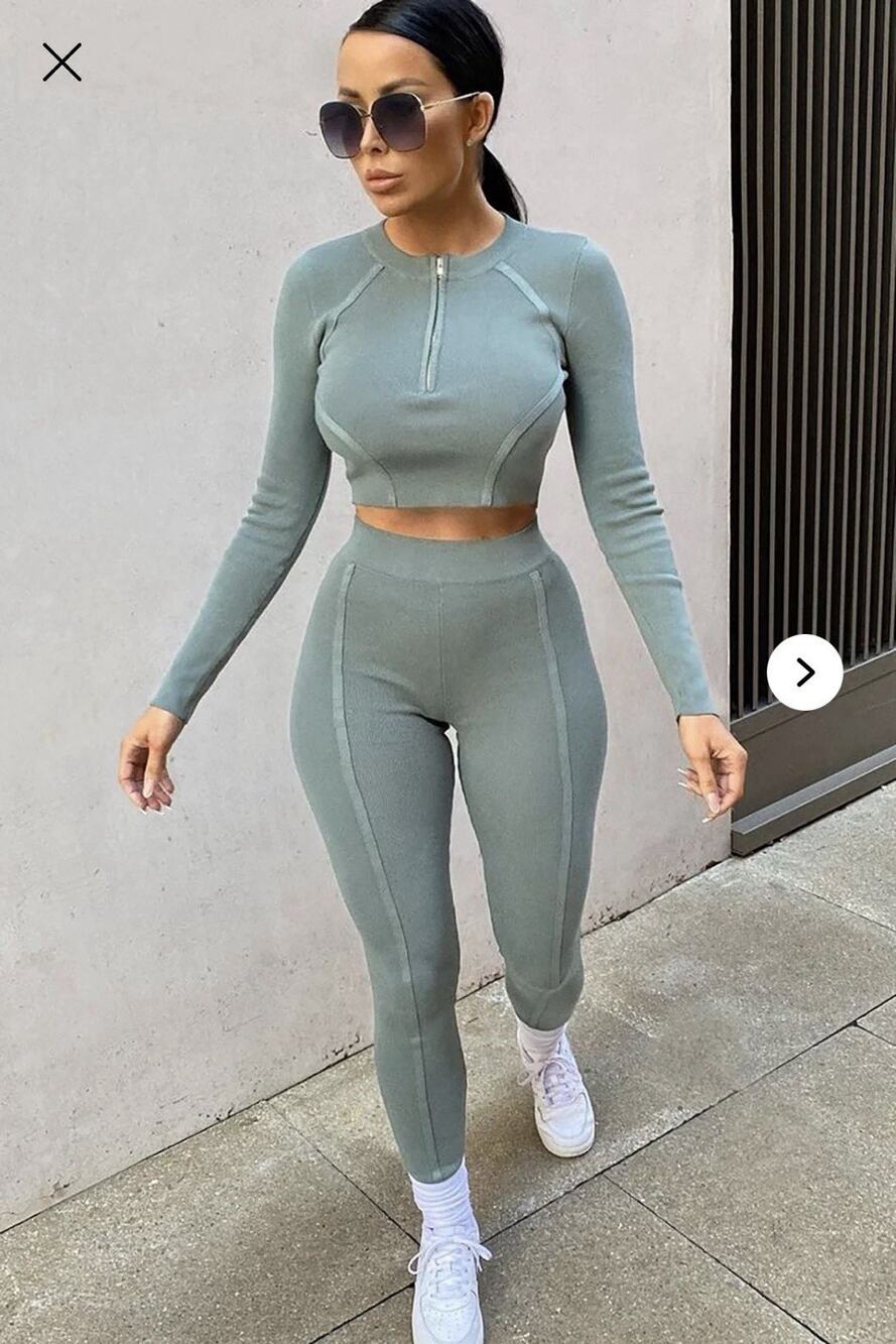 Fashion Nova The Headliner Legging Set-Sage XS